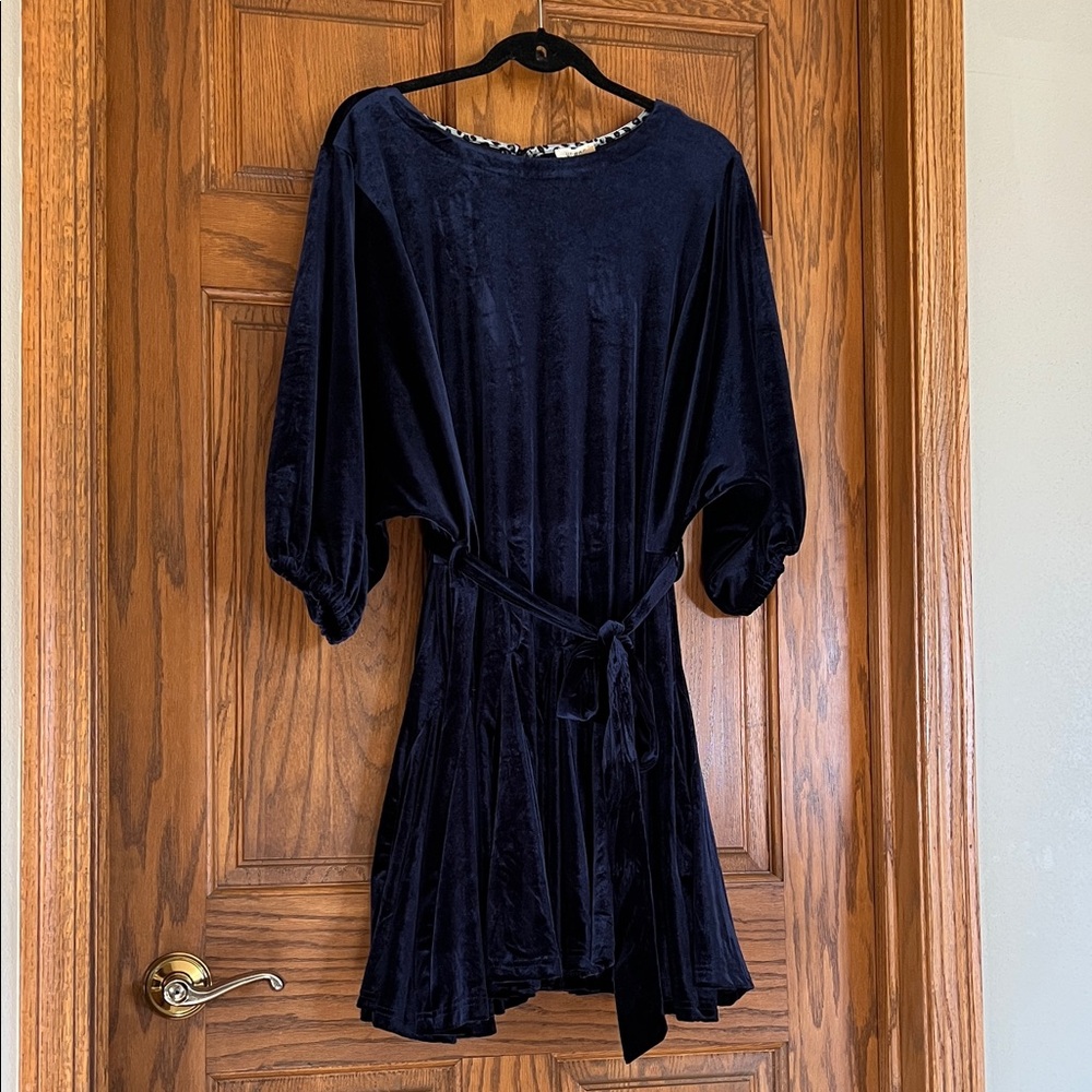 Umgee Deep Blue Velvet Large  Dress NWT